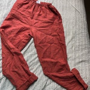 Red linen pants